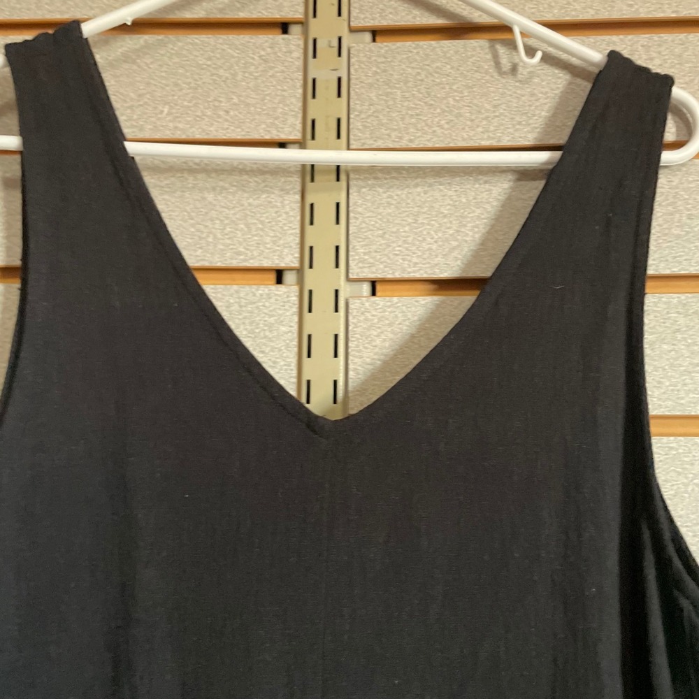 Double Zero Black Sleeveless V-Neck Wide Leg Jumpsuit Womens Medium Relaxed Fit - Picture 3 of 5